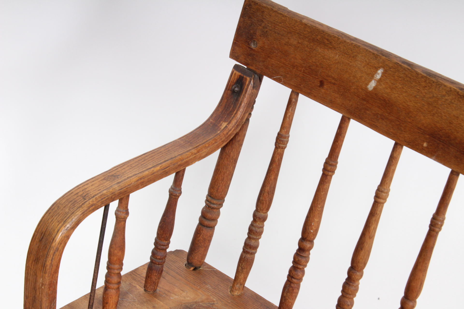 Antique Oak Train Station Bench