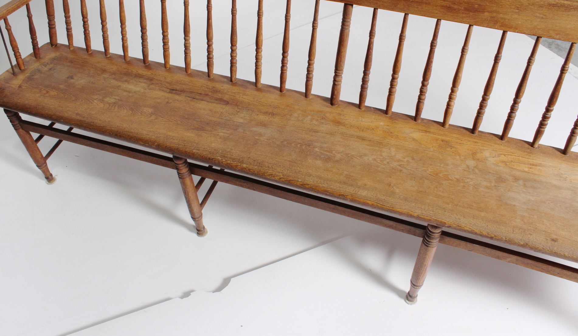 Antique Oak Train Station Bench