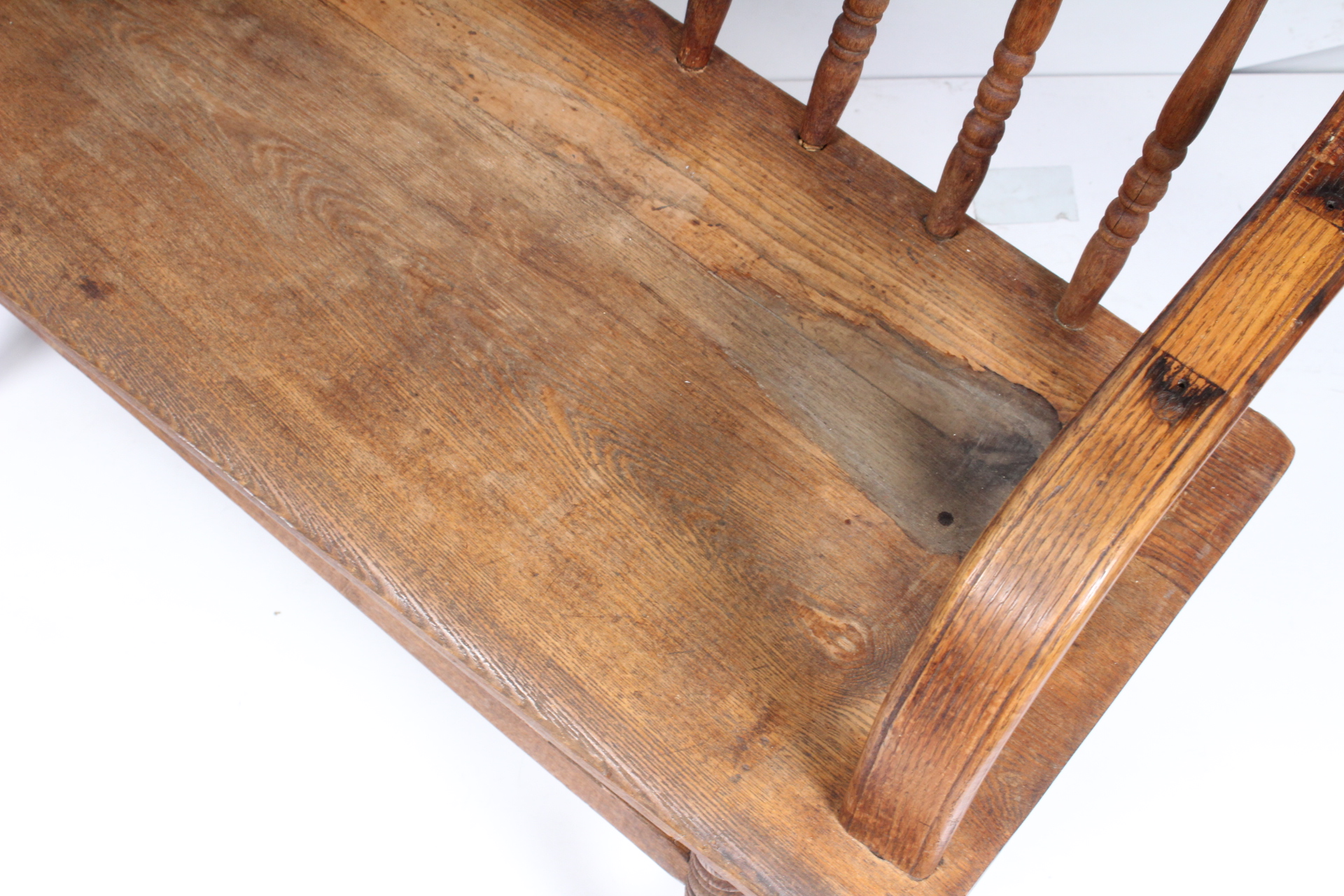 Antique Oak Train Station Bench