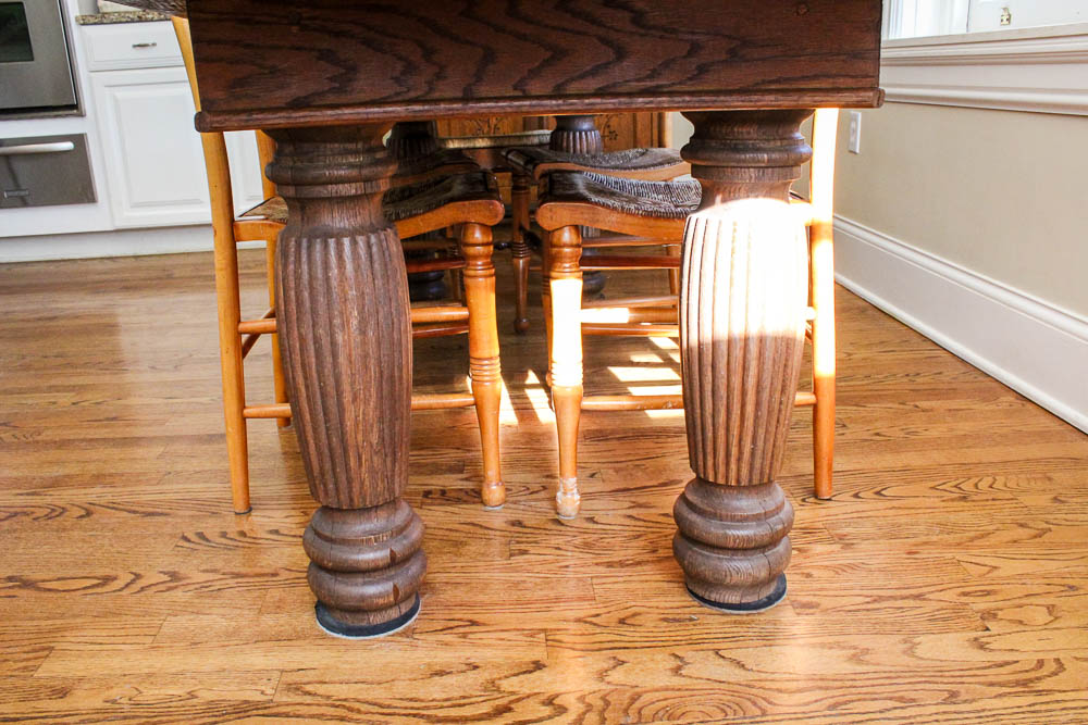 Antique Harvest Table and Six Dining Chairs