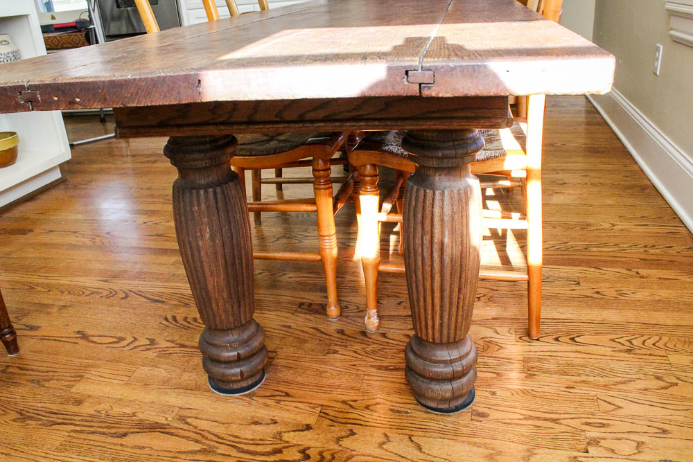 Antique Harvest Table and Six Dining Chairs