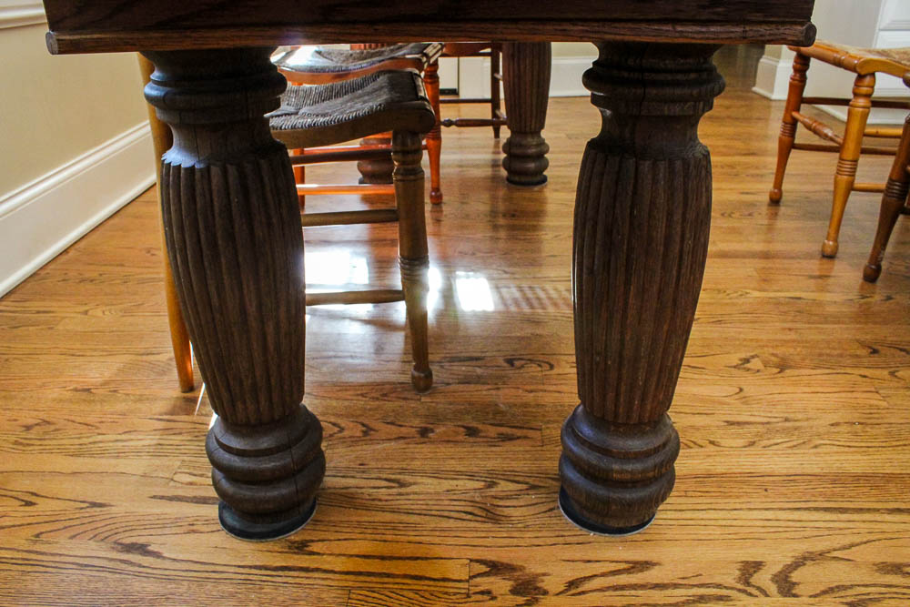 Antique Harvest Table and Six Dining Chairs