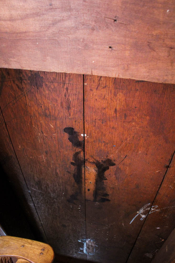 Antique Harvest Table and Six Dining Chairs