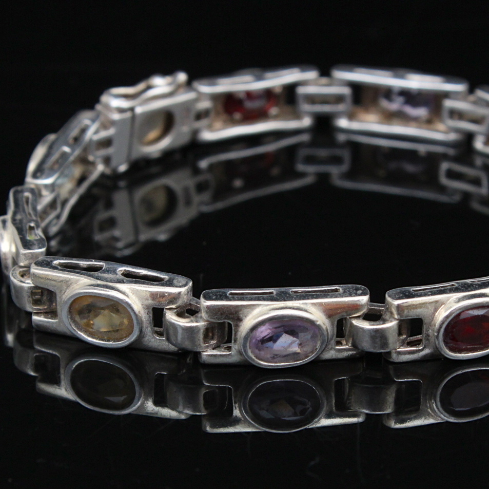 Sterling Silver Multi Stone Bracelet