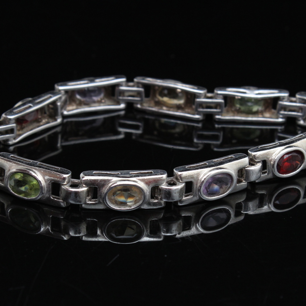 Sterling Silver Multi Stone Bracelet