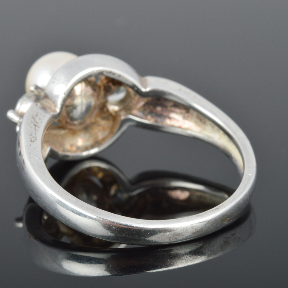 Sterling Silver and Cultured Pearl Ring and Earrings Set