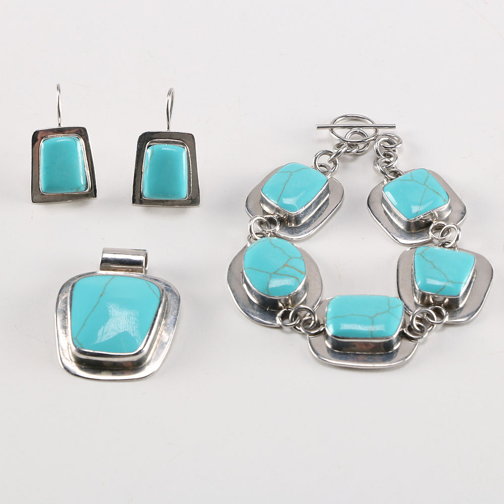Sterling Silver and Dyed Howlite Jewelry