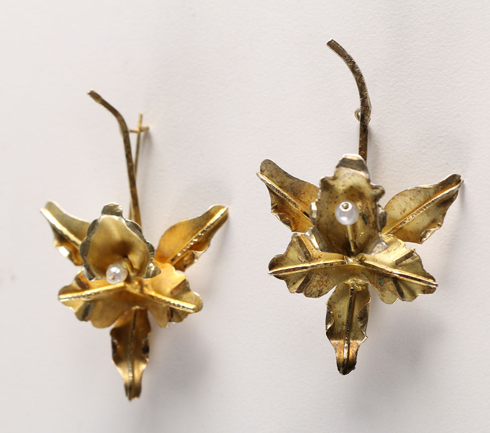 Sterling Amethyst Bracelet with Gold Tone Faux Pearl Brooches