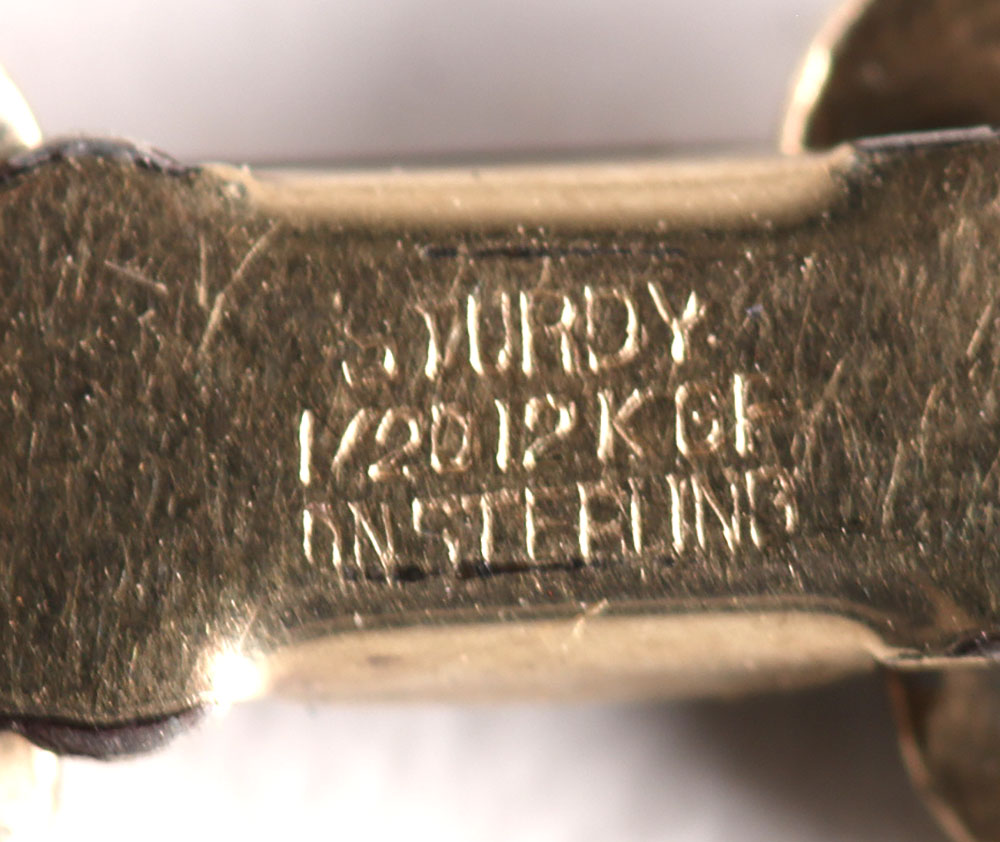 Sterling Amethyst Bracelet with Gold Tone Faux Pearl Brooches