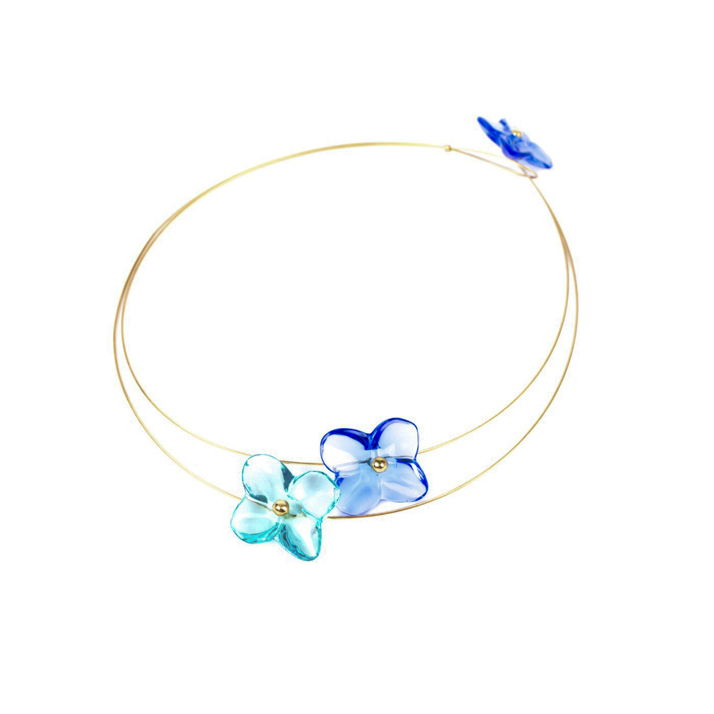 18K Gold and Glass Baccarat "Hortensia" Necklace