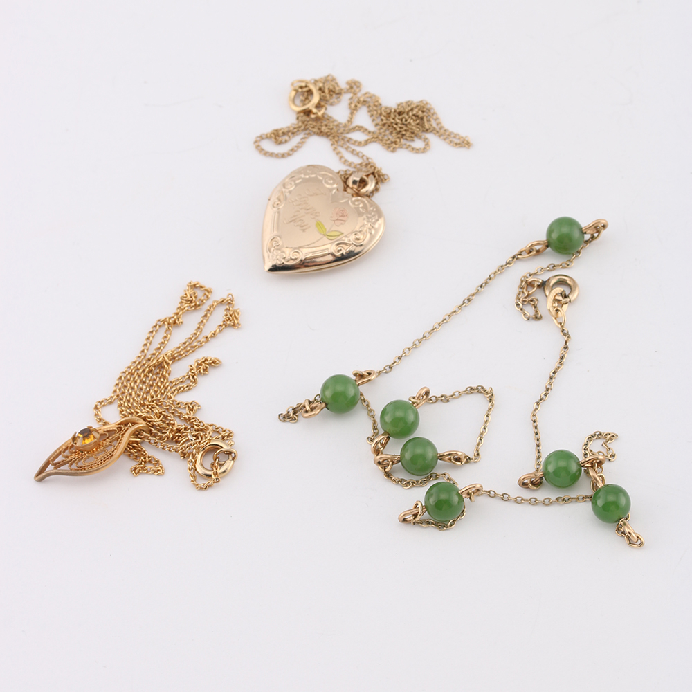 Gold Tone Bracelet, Rings, and Necklaces