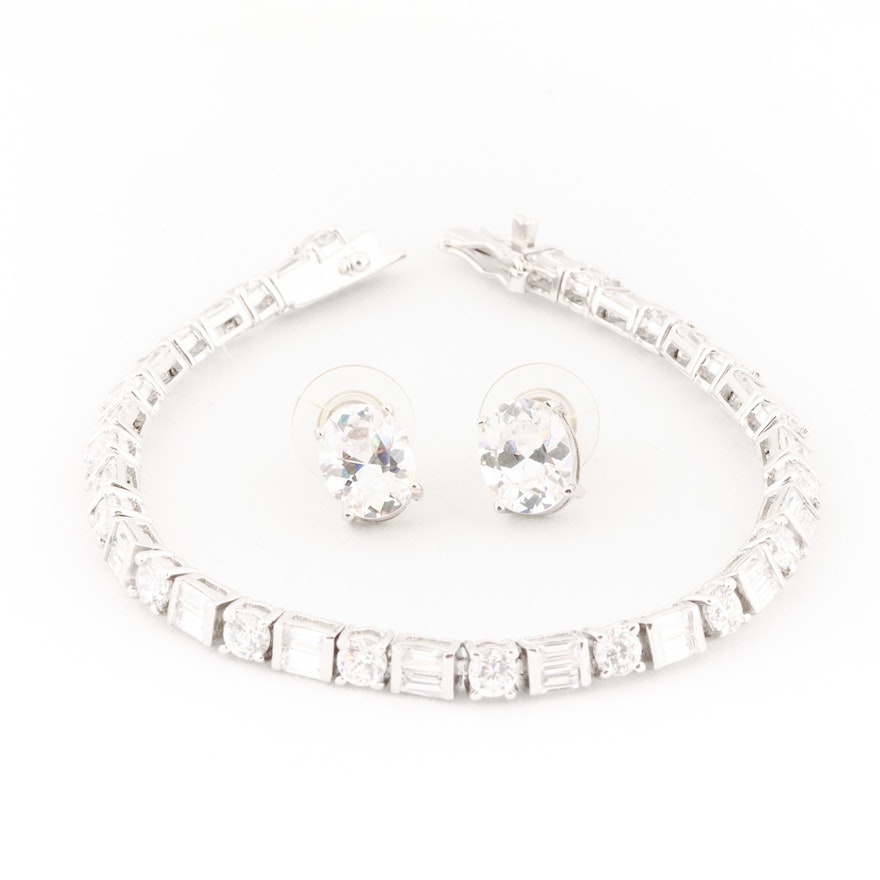 Tennis Bracelet and Earrings