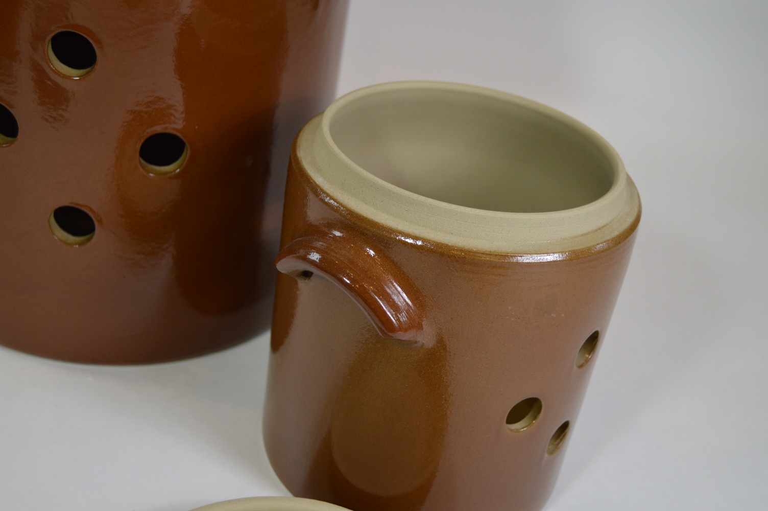 Two French Poterie Renault Berry Salt Glazed Storage Jars
