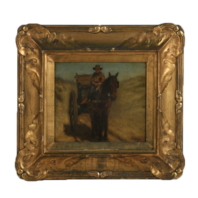 Anton Mauve Oil on Canvas of Cart Driver