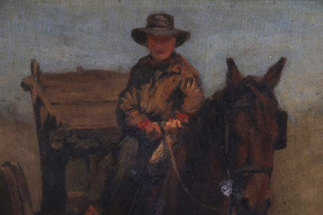 Anton Mauve Oil on Canvas of Cart Driver
