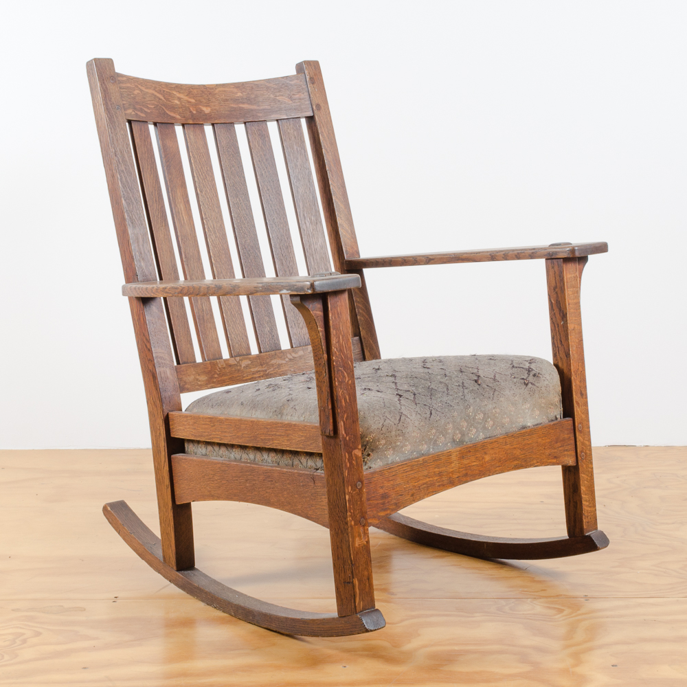 Circa 1912 to 1920 Arts and Crafts Rocking Chair by L. & J.G. Stickley