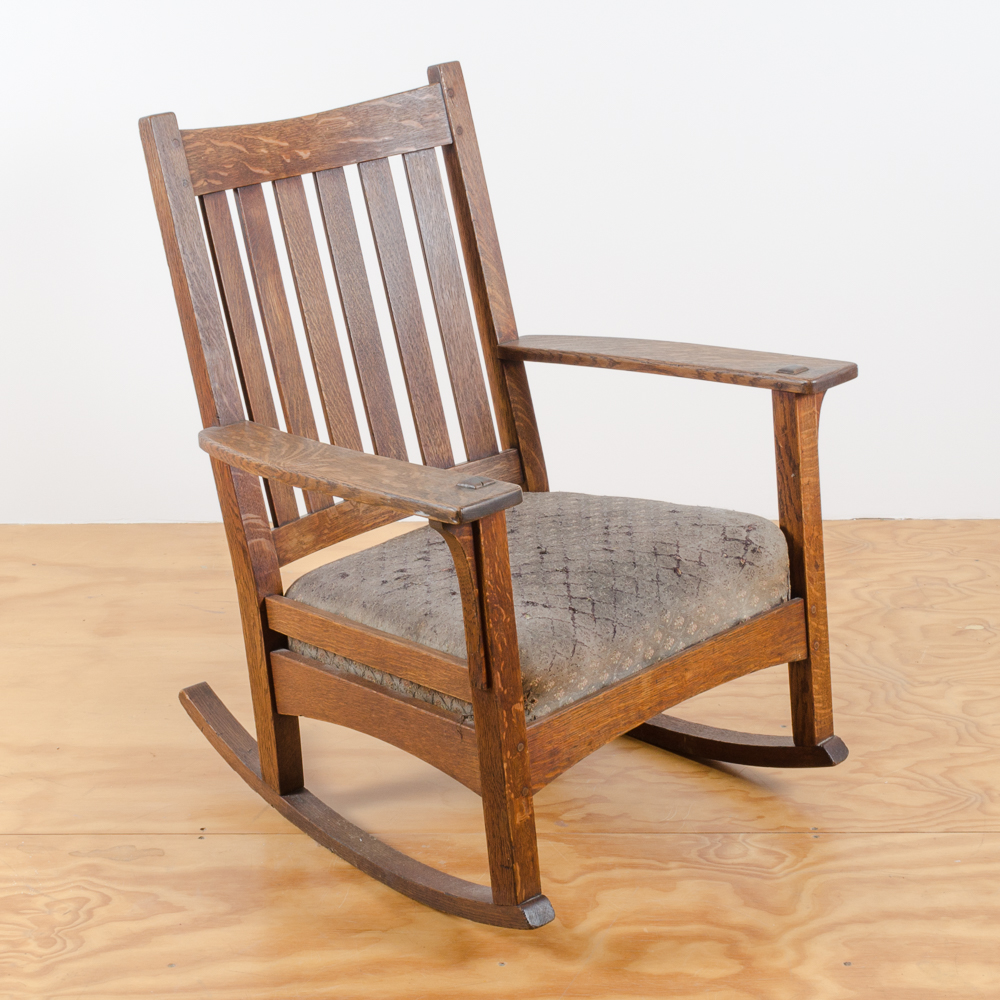 Circa 1912 to 1920 Arts and Crafts Rocking Chair by L. & J.G. Stickley