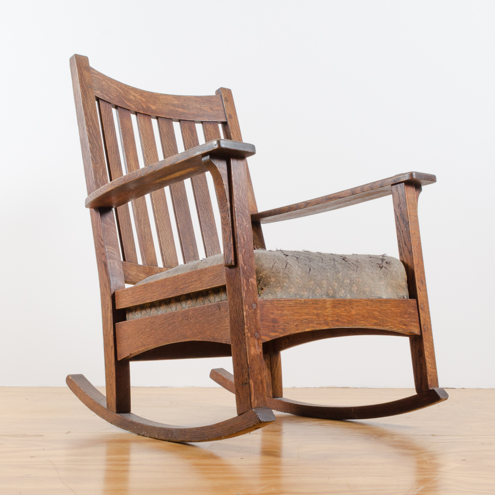 Circa 1912 to 1920 Arts and Crafts Rocking Chair by L. & J.G. Stickley
