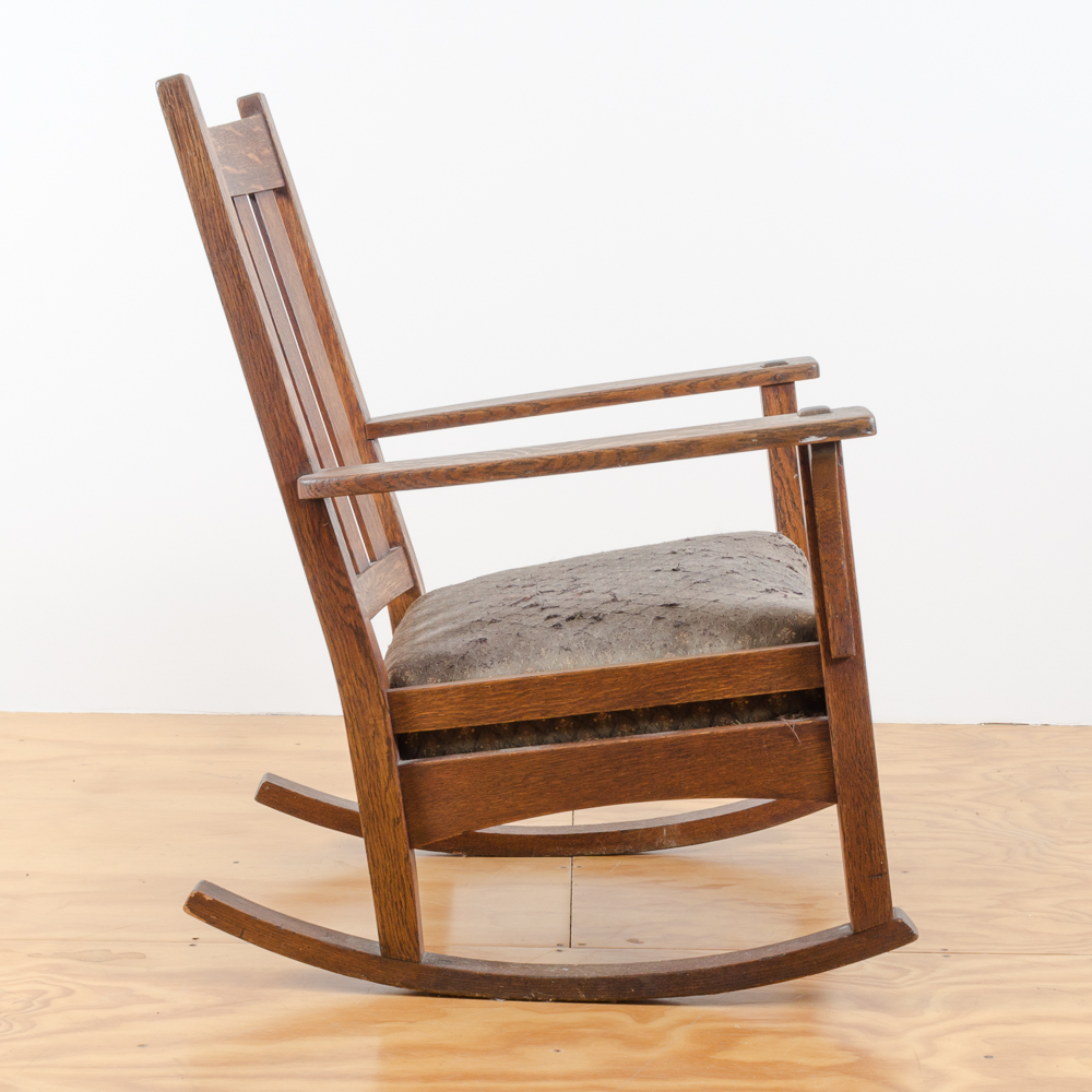 Circa 1912 to 1920 Arts and Crafts Rocking Chair by L. & J.G. Stickley