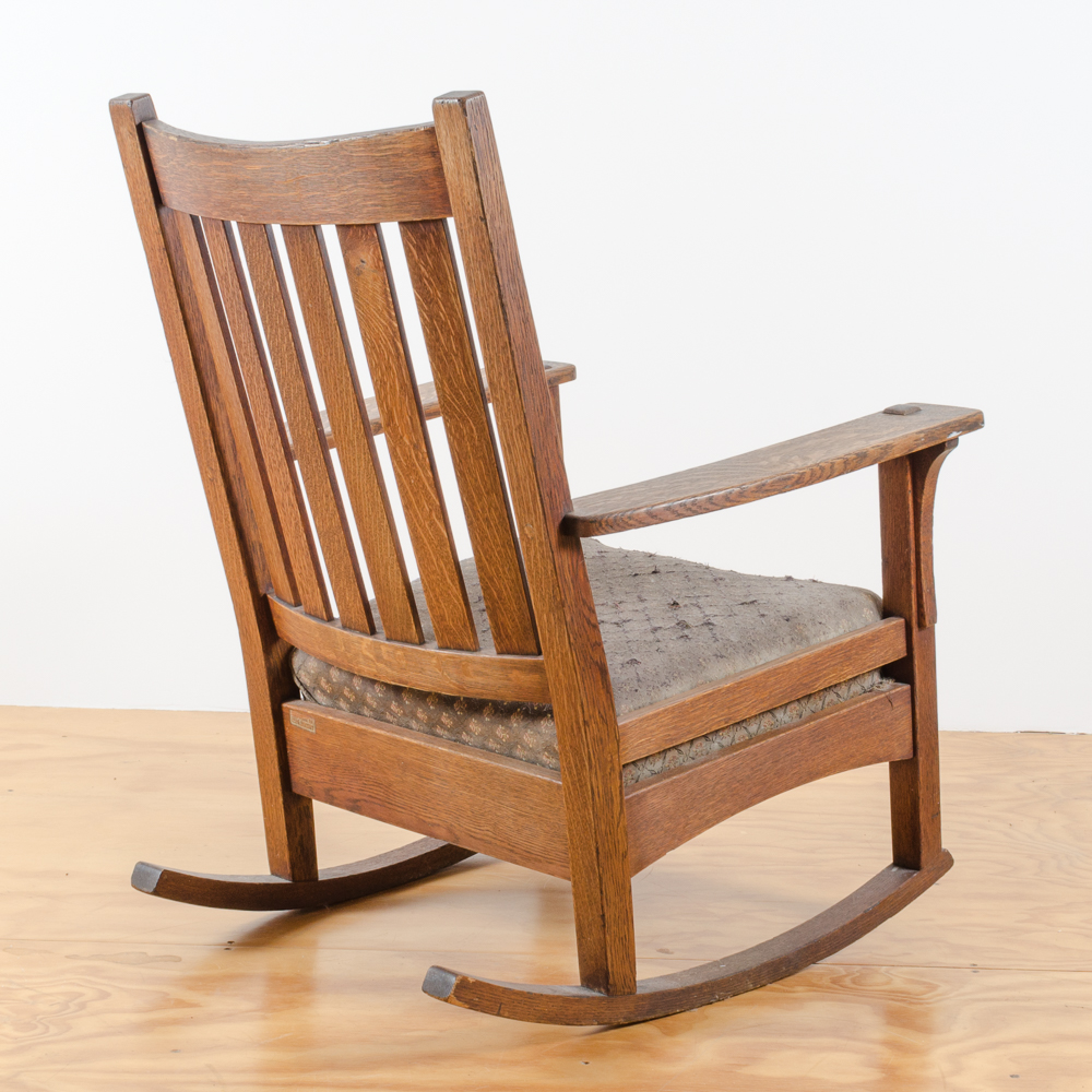 Circa 1912 to 1920 Arts and Crafts Rocking Chair by L. & J.G. Stickley
