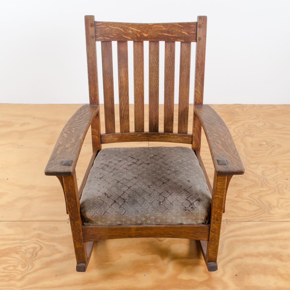 Circa 1912 to 1920 Arts and Crafts Rocking Chair by L. & J.G. Stickley