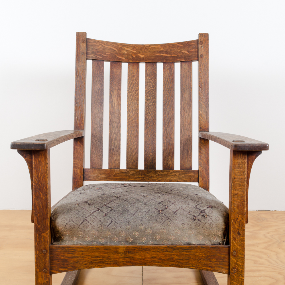 Circa 1912 to 1920 Arts and Crafts Rocking Chair by L. & J.G. Stickley