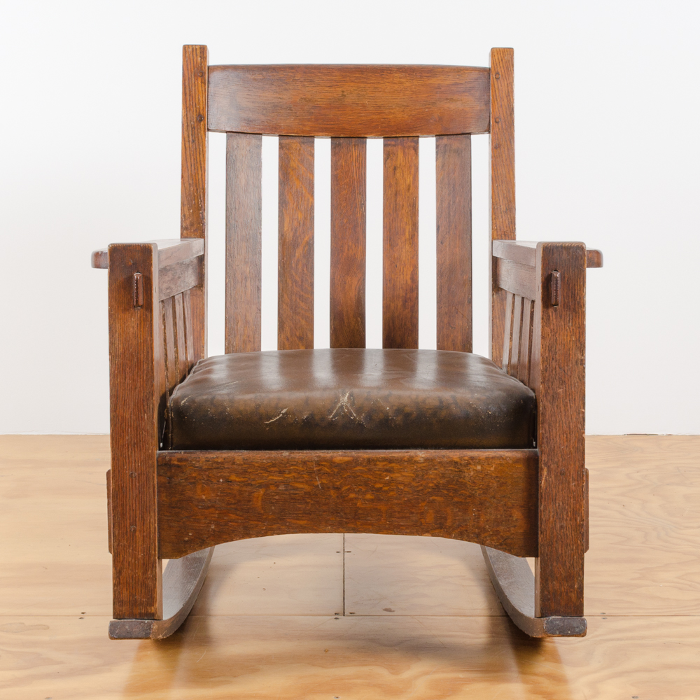 Vintage Arts and Crafts Oak Rocking Chair