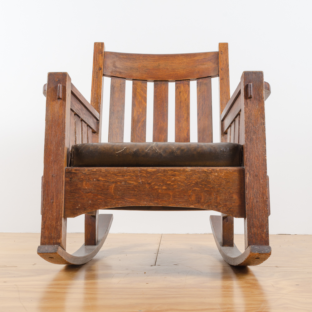 Vintage Arts and Crafts Oak Rocking Chair