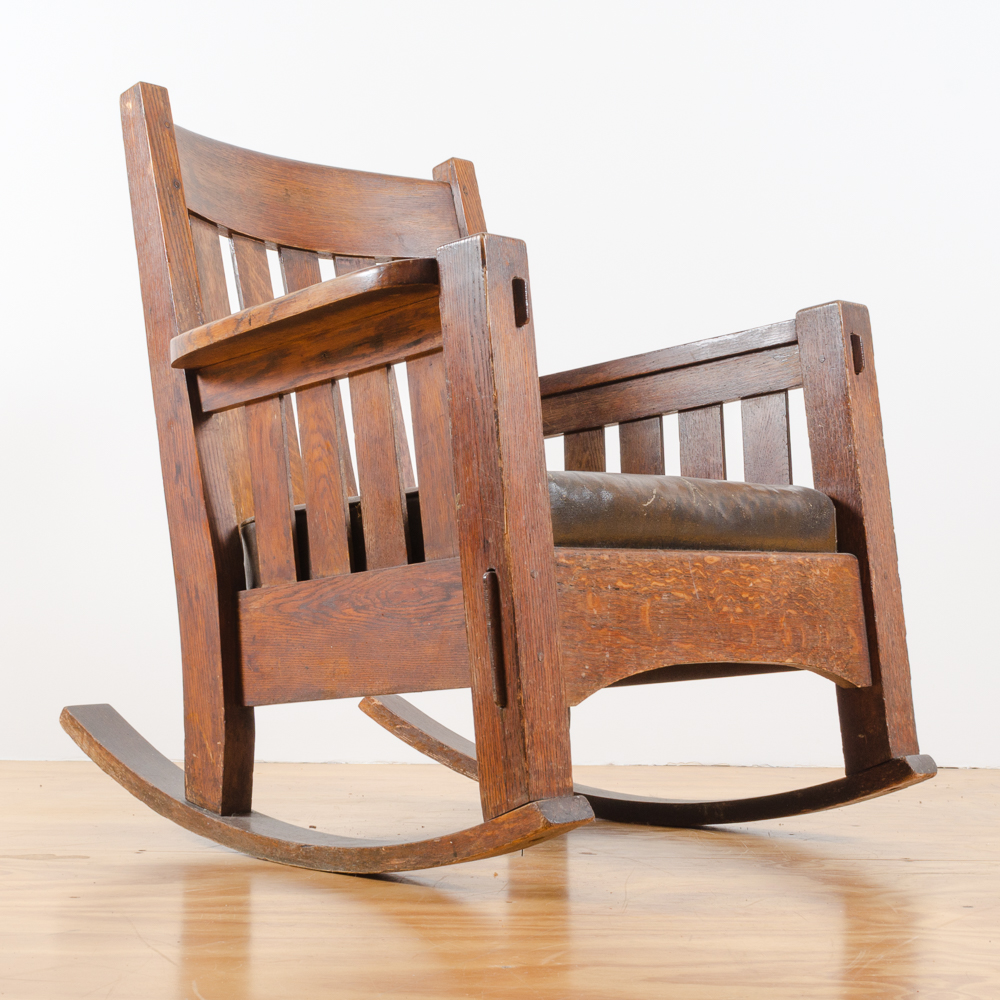 Vintage Arts and Crafts Oak Rocking Chair