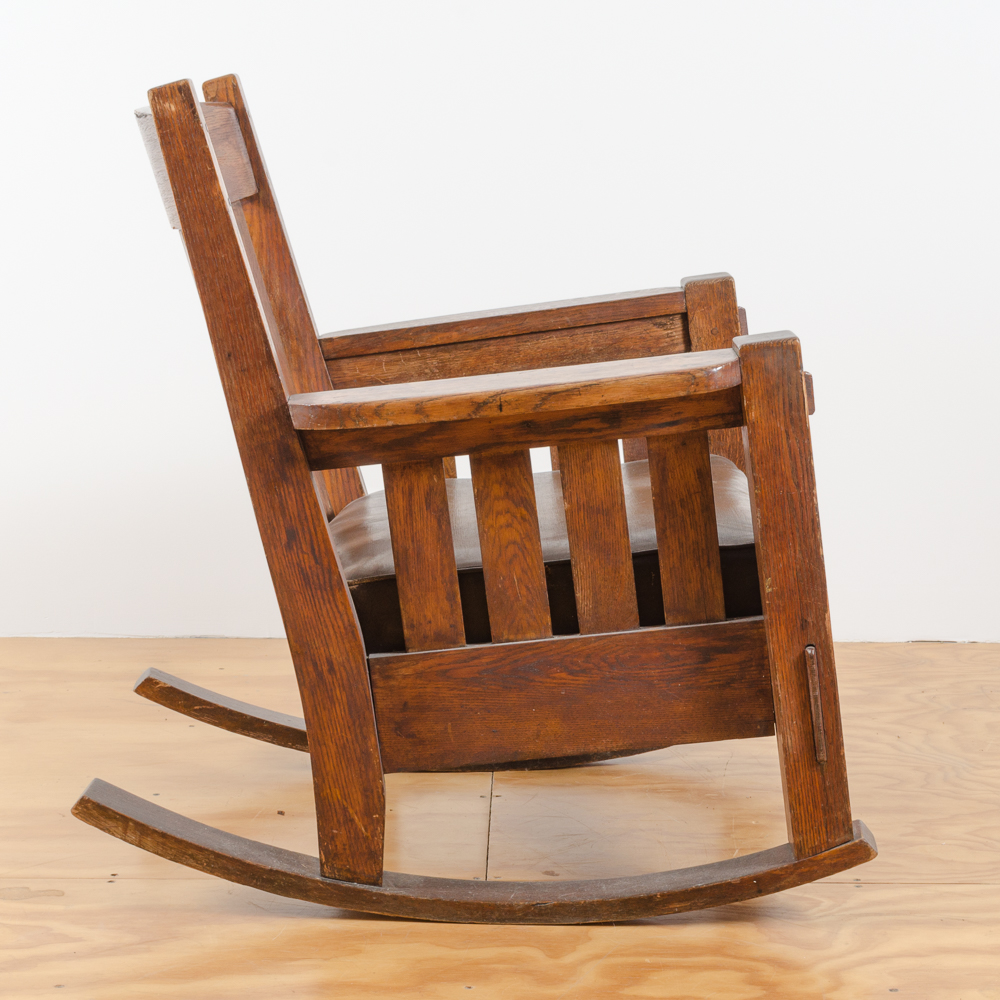 Vintage Arts and Crafts Oak Rocking Chair