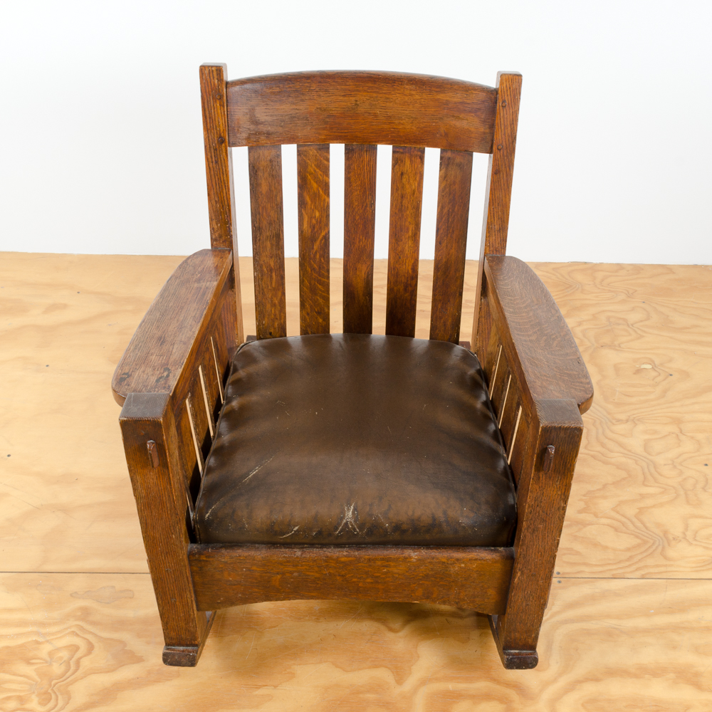 Vintage Arts and Crafts Oak Rocking Chair
