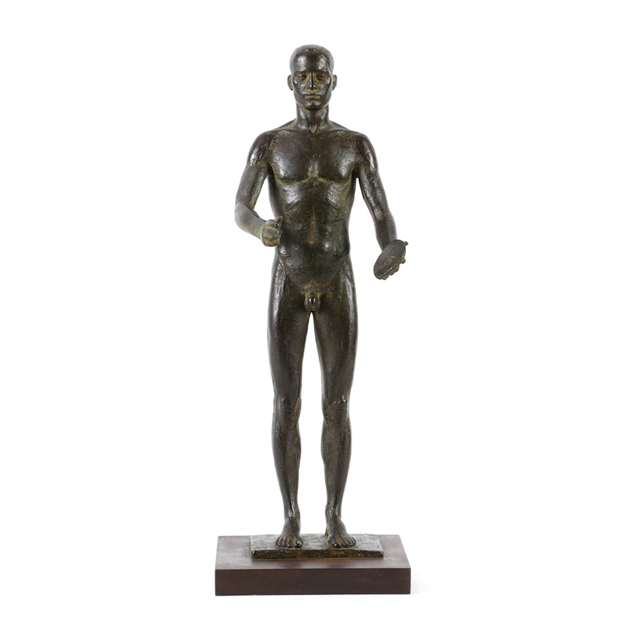 Miguel Garcia Delgado Limited Edition Bronze Sculpture of Nude Discus Thrower
