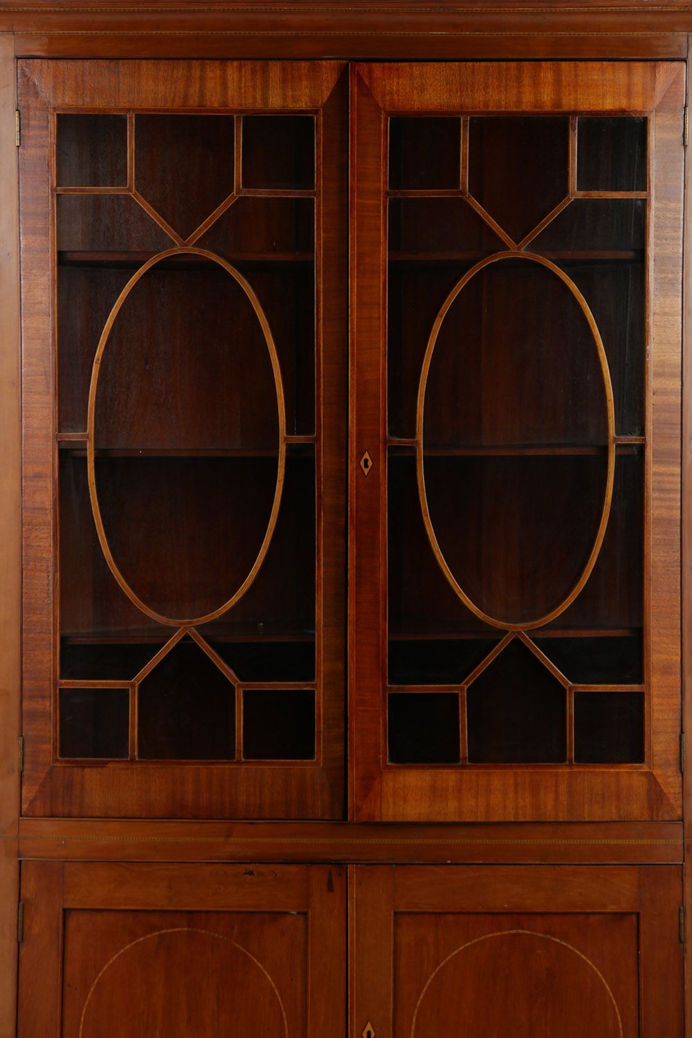 Cherry Inlaid Federal Corner Cupboard
