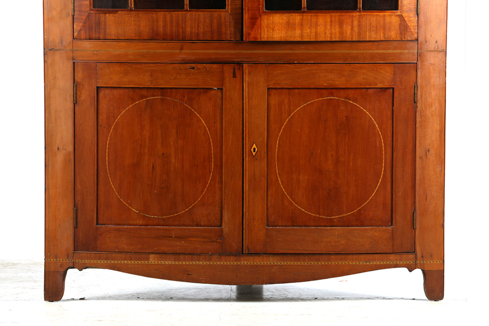 Cherry Inlaid Federal Corner Cupboard