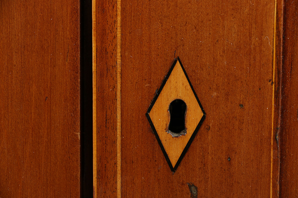 Cherry Inlaid Federal Corner Cupboard