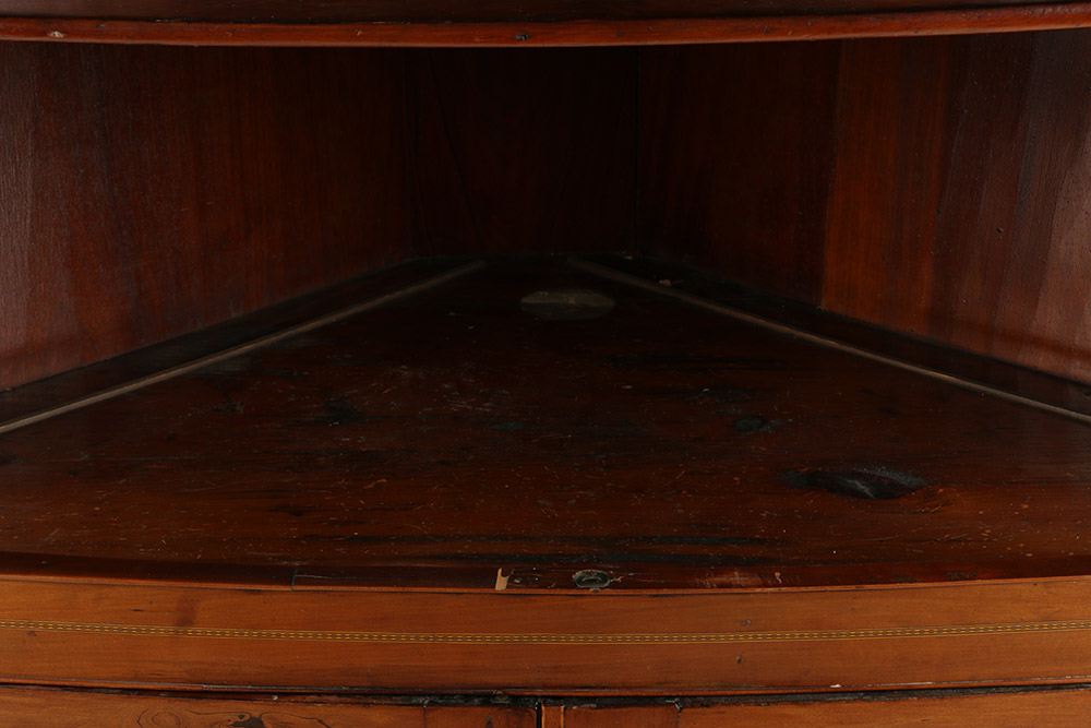 Cherry Inlaid Federal Corner Cupboard