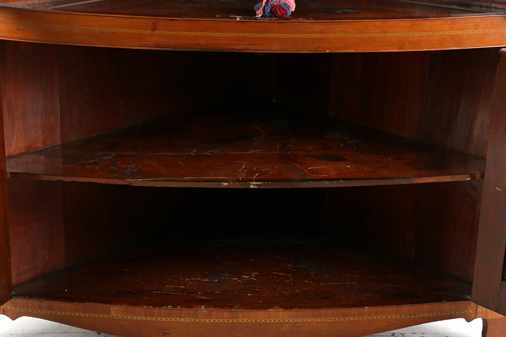 Cherry Inlaid Federal Corner Cupboard