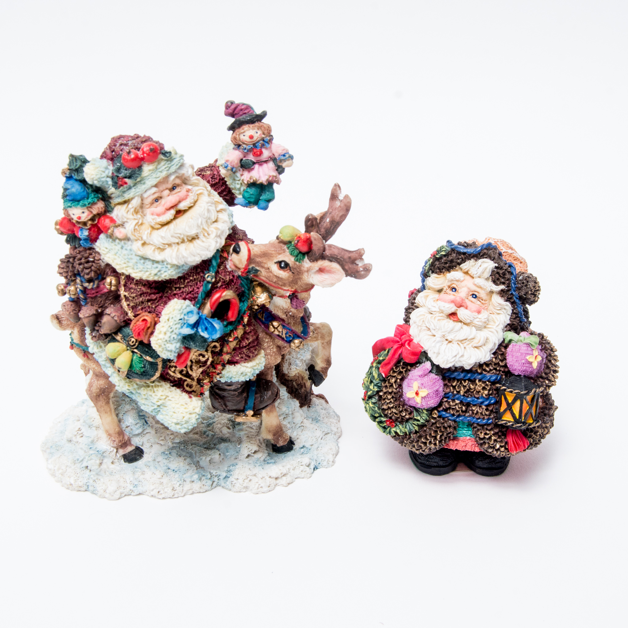 Pair of Vintage Crinkle Claus Figurines
