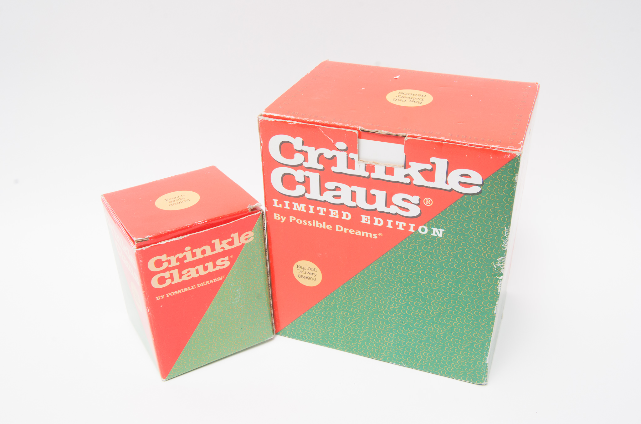 Pair of Vintage Crinkle Claus Figurines