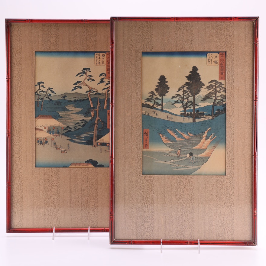 Utagawa Hiroshige Woodcuts From "The Fifty-Three Stations of the Tokaido"