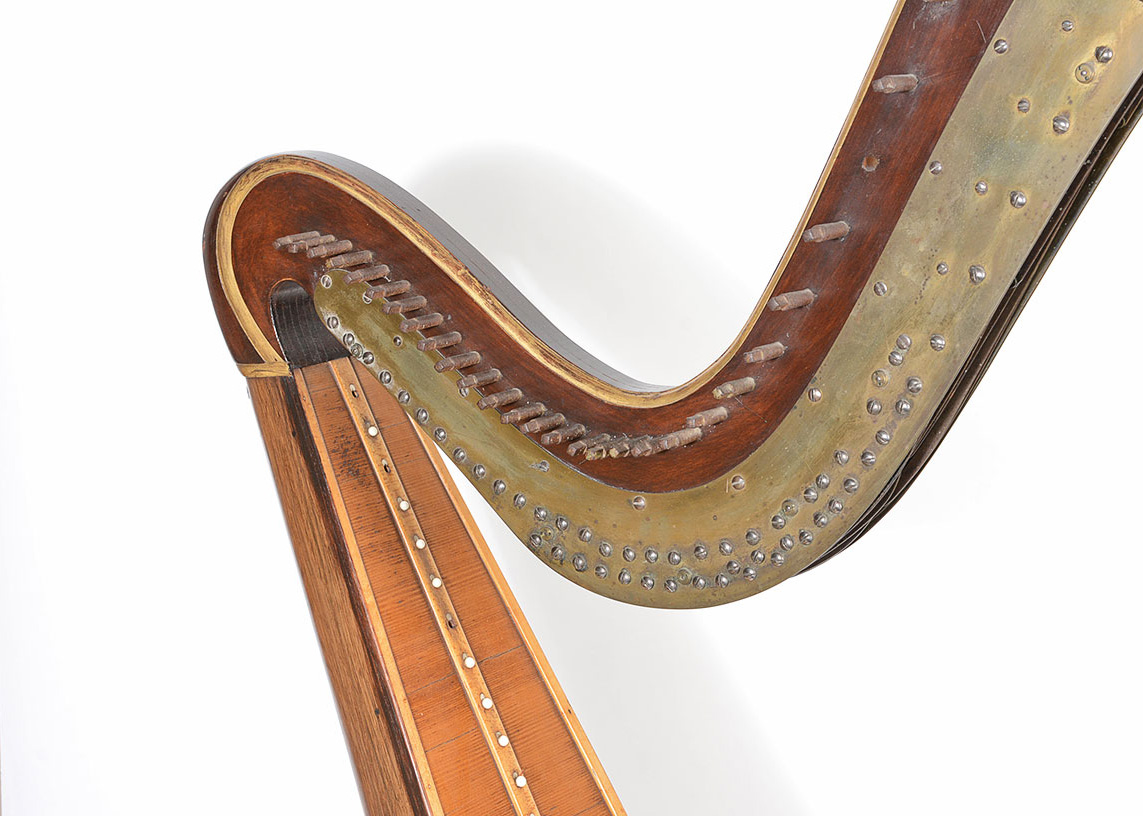 Rare 19th Century Gilt-Decorated Pedal Harp by J. F. Brown & Company