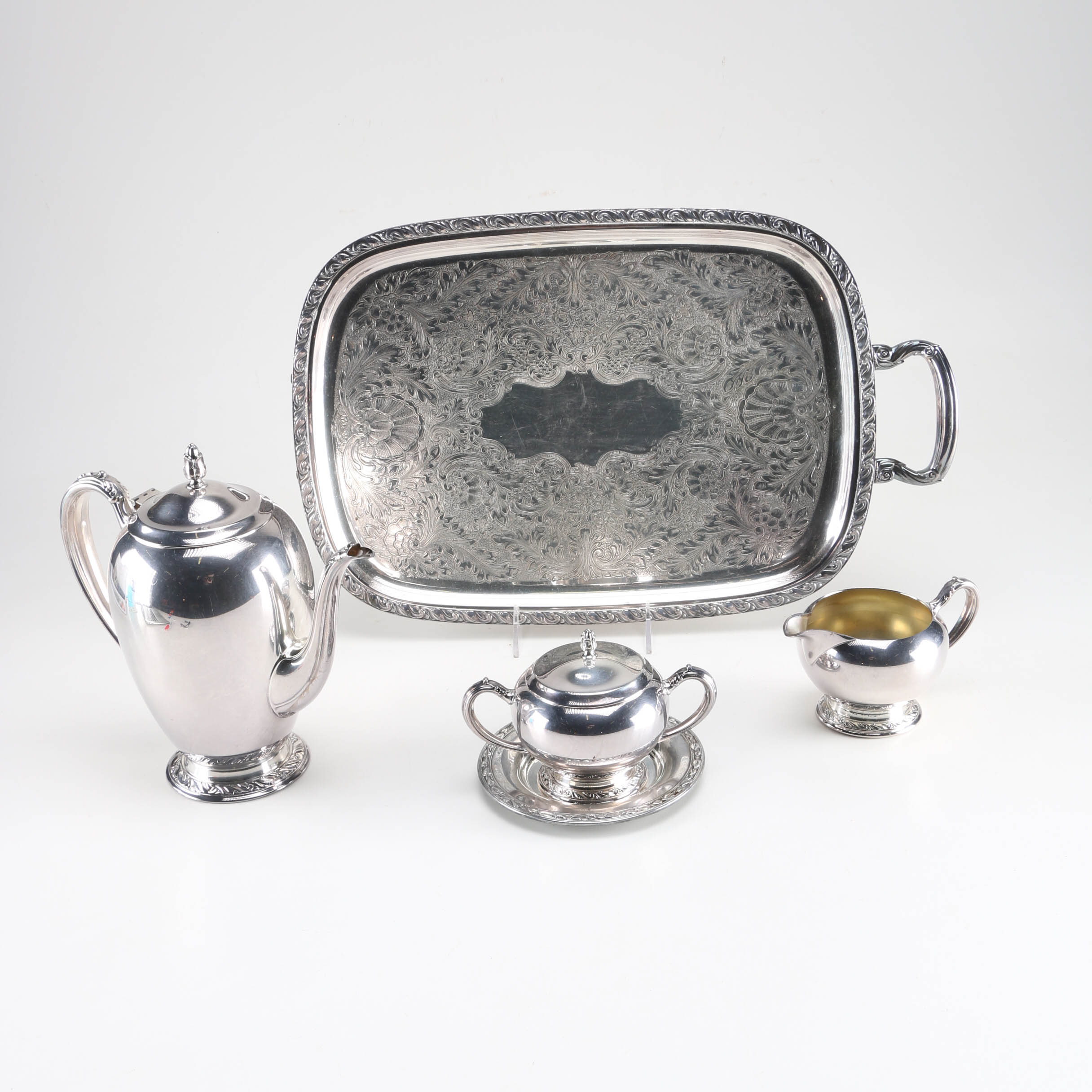 Oneida "Briarcliff" Silver Plate Coffee Set and a Wm. A Rogers Plate