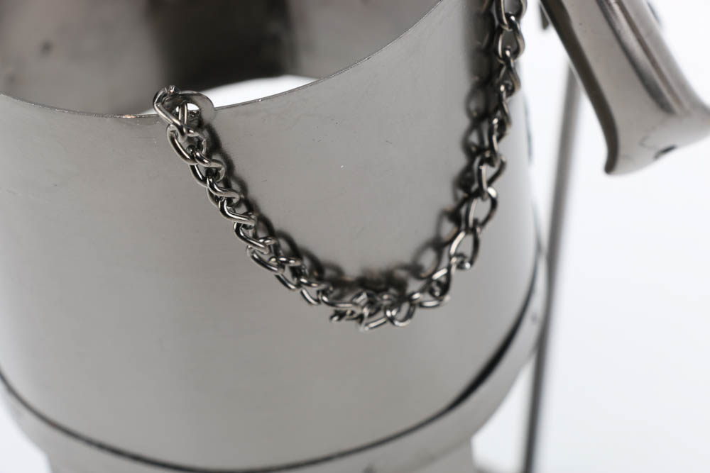 Collection of Metal Wine Bottle Holders Including Golfing Themes