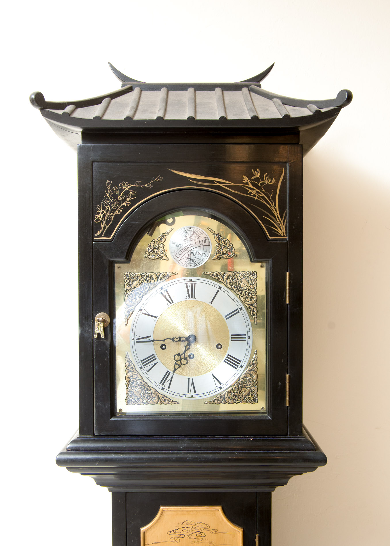Chinoiserie Grandfather Clock with Pagoda Design
