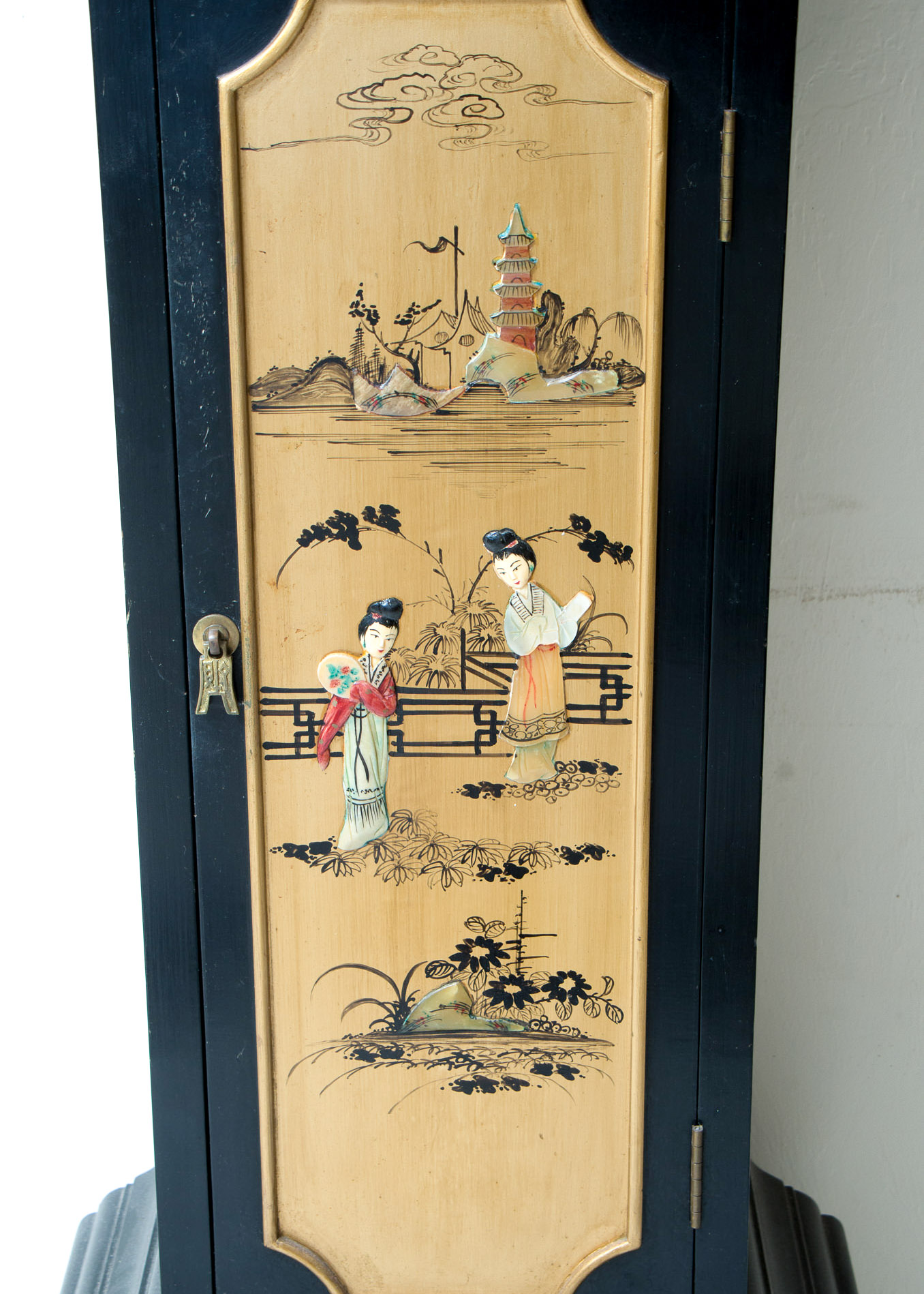 Chinoiserie Grandfather Clock with Pagoda Design