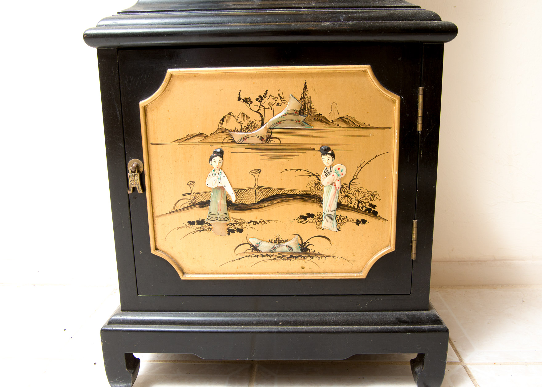 Chinoiserie Grandfather Clock with Pagoda Design