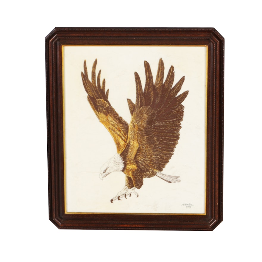 Etched Plaque of an Eagle by D R Mueller