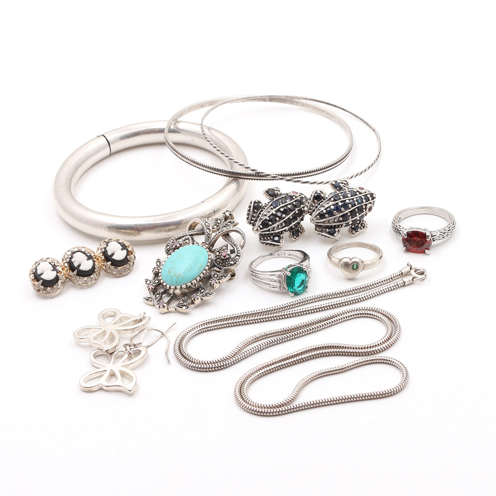 Sterling Silver Sapphire and Ruby Jewelry