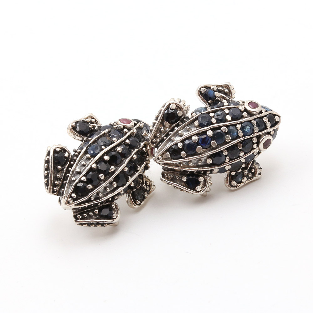 Sterling Silver Sapphire and Ruby Jewelry