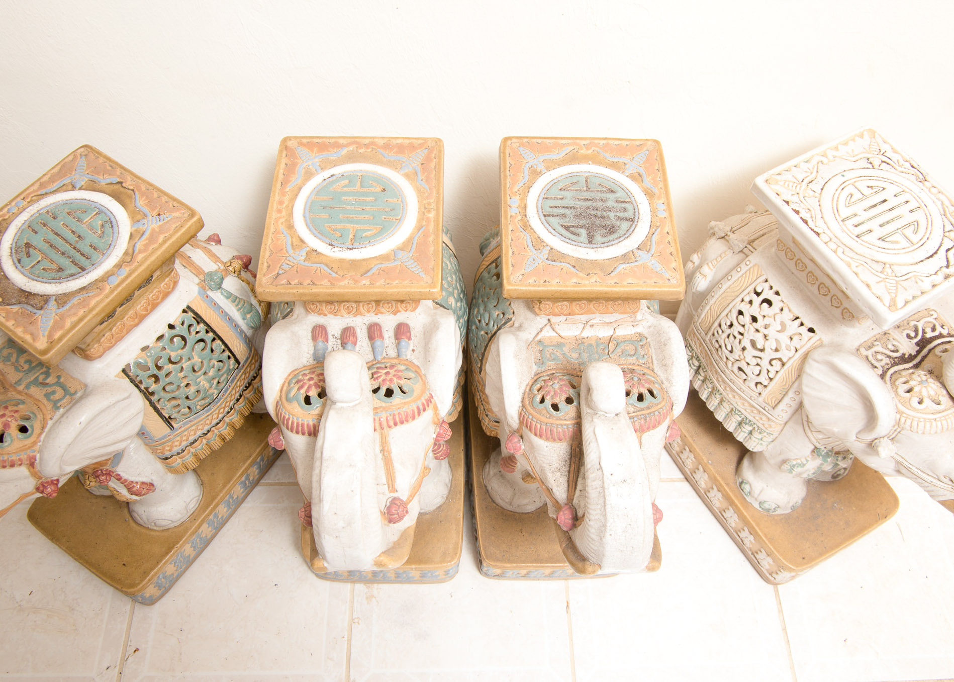 Chinese Ceramic Elephant Plant Stands